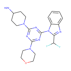 NC1CCN(c2nc(N3CCOCC3)nc(-n3c(C(F)F)nc4ccccc43)n2)CC1 ZINC001772582776