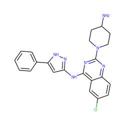 NC1CCN(c2nc(Nc3cc(-c4ccccc4)[nH]n3)c3cc(Cl)ccc3n2)CC1 ZINC001772579248