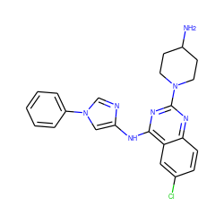 NC1CCN(c2nc(Nc3cn(-c4ccccc4)cn3)c3cc(Cl)ccc3n2)CC1 ZINC001772627395