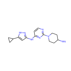 NC1CCN(c2nccc(Nc3cc(C4CC4)[nH]n3)n2)CC1 ZINC000473166782