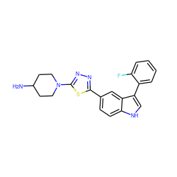 NC1CCN(c2nnc(-c3ccc4[nH]cc(-c5ccccc5F)c4c3)s2)CC1 ZINC000204753143