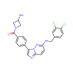 NC1CN(C(=O)c2ccc(-c3cnc4ccc(NCc5ccc(Cl)c(Cl)c5)nn34)cc2)C1 ZINC000058584014