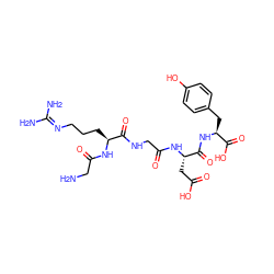 NCC(=O)N[C@@H](CCCN=C(N)N)C(=O)NCC(=O)N[C@@H](CC(=O)O)C(=O)N[C@@H](Cc1ccc(O)cc1)C(=O)O ZINC000026165299
