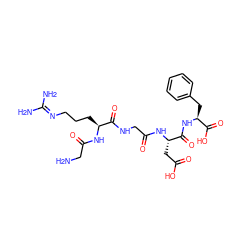 NCC(=O)N[C@@H](CCCN=C(N)N)C(=O)NCC(=O)N[C@@H](CC(=O)O)C(=O)N[C@@H](Cc1ccccc1)C(=O)O ZINC000026172977