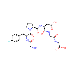 NCC(=O)N[C@@H](Cc1ccc(F)cc1)C(=O)N1CCC[C@H]1C(=O)N[C@@H](CC(=O)O)C(=O)NCC(=O)NCC(=O)O ZINC000049807808
