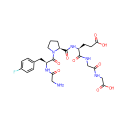 NCC(=O)N[C@@H](Cc1ccc(F)cc1)C(=O)N1CCC[C@H]1C(=O)N[C@@H](CCC(=O)O)C(=O)NCC(=O)NCC(=O)O ZINC000049807755