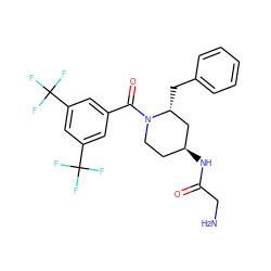 NCC(=O)N[C@H]1CCN(C(=O)c2cc(C(F)(F)F)cc(C(F)(F)F)c2)[C@H](Cc2ccccc2)C1 ZINC000029393090