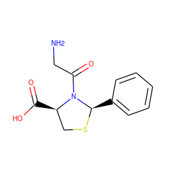 NCC(=O)N1[C@H](C(=O)O)CS[C@@H]1c1ccccc1 ZINC000071329132