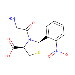 NCC(=O)N1[C@H](C(=O)O)CS[C@@H]1c1ccccc1[N+](=O)[O-] ZINC000071318436