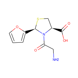 NCC(=O)N1[C@H](C(=O)O)CS[C@@H]1c1ccco1 ZINC000071316589