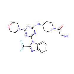 NCC(=O)N1CCC(Nc2nc(N3CCOCC3)nc(-n3c(C(F)F)nc4ccccc43)n2)CC1 ZINC001772657403