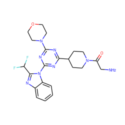 NCC(=O)N1CCC(c2nc(N3CCOCC3)nc(-n3c(C(F)F)nc4ccccc43)n2)CC1 ZINC001772628120