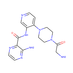 NCC(=O)N1CCN(c2ccncc2NC(=O)c2nccnc2N)CC1 ZINC000103237655