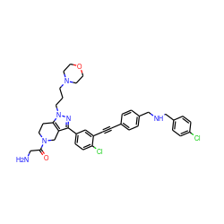 NCC(=O)N1CCc2c(c(-c3ccc(Cl)c(C#Cc4ccc(CNCc5ccc(Cl)cc5)cc4)c3)nn2CCCN2CCOCC2)C1 ZINC000095593888