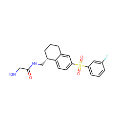 NCC(=O)NC[C@@H]1CCCc2cc(S(=O)(=O)c3cccc(F)c3)ccc21 ZINC000049111280