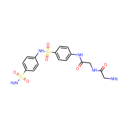 NCC(=O)NCC(=O)Nc1ccc(S(=O)(=O)Nc2ccc(S(N)(=O)=O)cc2)cc1 ZINC000013800659