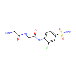 NCC(=O)NCC(=O)Nc1ccc(S(N)(=O)=O)cc1Cl ZINC000013800636