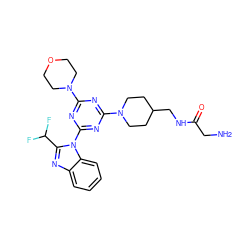 NCC(=O)NCC1CCN(c2nc(N3CCOCC3)nc(-n3c(C(F)F)nc4ccccc43)n2)CC1 ZINC001772641528