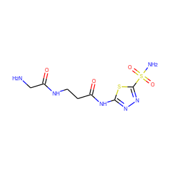 NCC(=O)NCCC(=O)Nc1nnc(S(N)(=O)=O)s1 ZINC000013800453