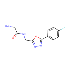 NCC(=O)NCc1nnc(-c2ccc(F)cc2)o1 ZINC001772615206