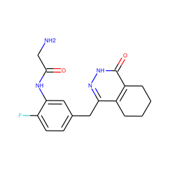 NCC(=O)Nc1cc(Cc2n[nH]c(=O)c3c2CCCC3)ccc1F ZINC000139592854