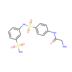 NCC(=O)Nc1ccc(S(=O)(=O)Nc2cccc(S(N)(=O)=O)c2)cc1 ZINC000013800463