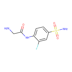 NCC(=O)Nc1ccc(S(N)(=O)=O)cc1F ZINC000013800436