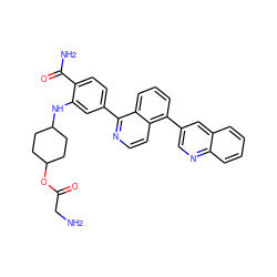 NCC(=O)OC1CCC(Nc2cc(-c3nccc4c(-c5cnc6ccccc6c5)cccc34)ccc2C(N)=O)CC1 ZINC000145549137