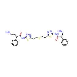 NCC[C@@H](C(=O)Nc1nnc(CCSCCc2nnc(NC(=O)[C@@H](CN)c3ccccc3)s2)s1)c1ccccc1 ZINC000169698016