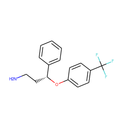 NCC[C@@H](Oc1ccc(C(F)(F)F)cc1)c1ccccc1 ZINC000001645453