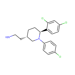 NCC[C@@H]1CC[C@@H](c2ccc(Cl)cc2Cl)N(c2ccc(Cl)cc2)C1 ZINC000045372232
