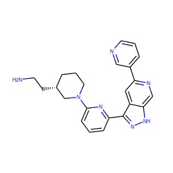 NCC[C@@H]1CCCN(c2cccc(-c3n[nH]c4cnc(-c5cccnc5)cc34)n2)C1 ZINC000205256722