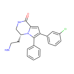 NCC[C@@H]1CNC(=O)c2cc(-c3cccc(Cl)c3)c(-c3ccccc3)n21 ZINC000207248825