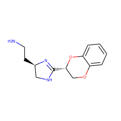 NCC[C@@H]1CNC([C@H]2COc3ccccc3O2)=N1 ZINC000066166416