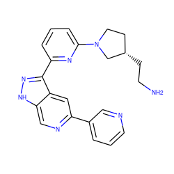 NCC[C@H]1CCN(c2cccc(-c3n[nH]c4cnc(-c5cccnc5)cc34)n2)C1 ZINC000205264548