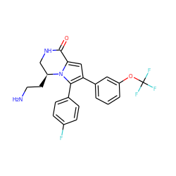 NCC[C@H]1CNC(=O)c2cc(-c3cccc(OC(F)(F)F)c3)c(-c3ccc(F)cc3)n21 ZINC000207213461