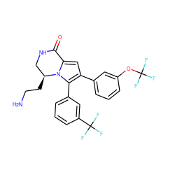 NCC[C@H]1CNC(=O)c2cc(-c3cccc(OC(F)(F)F)c3)c(-c3cccc(C(F)(F)F)c3)n21 ZINC000207234776