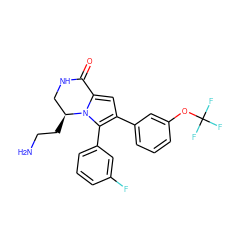 NCC[C@H]1CNC(=O)c2cc(-c3cccc(OC(F)(F)F)c3)c(-c3cccc(F)c3)n21 ZINC000223657730