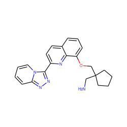 NCC1(COc2cccc3ccc(-c4nnc5ccccn45)nc23)CCCC1 ZINC000096175119