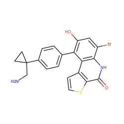 NCC1(c2ccc(-c3c(O)cc(Br)c4[nH]c(=O)c5sccc5c34)cc2)CC1 ZINC000165496809