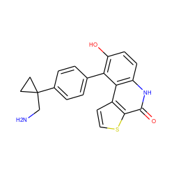 NCC1(c2ccc(-c3c(O)ccc4[nH]c(=O)c5sccc5c34)cc2)CC1 ZINC000150287132