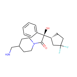 NCC1CCN(C(=O)[C@](O)(c2ccccc2)[C@@H]2CCC(F)(F)C2)CC1 ZINC000013534265