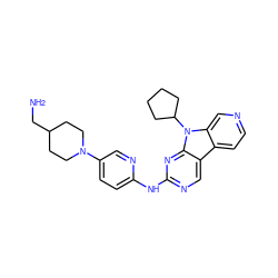 NCC1CCN(c2ccc(Nc3ncc4c5ccncc5n(C5CCCC5)c4n3)nc2)CC1 ZINC000117684949