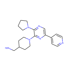 NCC1CCN(c2nc(-c3ccncc3)cnc2N2CCCC2)CC1 ZINC000045338010