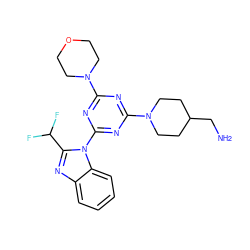 NCC1CCN(c2nc(N3CCOCC3)nc(-n3c(C(F)F)nc4ccccc43)n2)CC1 ZINC001772626092