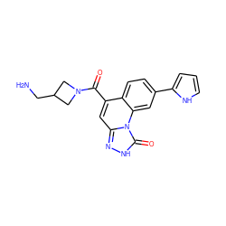 NCC1CN(C(=O)c2cc3n[nH]c(=O)n3c3cc(-c4ccc[nH]4)ccc23)C1 ZINC000084602174