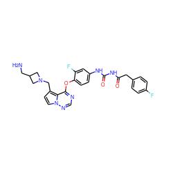 NCC1CN(Cc2ccn3ncnc(Oc4ccc(NC(=O)NC(=O)Cc5ccc(F)cc5)cc4F)c23)C1 ZINC000029040628