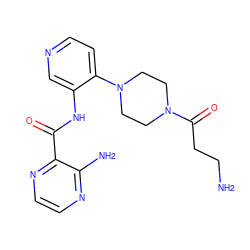 NCCC(=O)N1CCN(c2ccncc2NC(=O)c2nccnc2N)CC1 ZINC000103237657