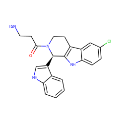 NCCC(=O)N1CCc2c([nH]c3ccc(Cl)cc23)[C@H]1c1c[nH]c2ccccc12 ZINC000049808167