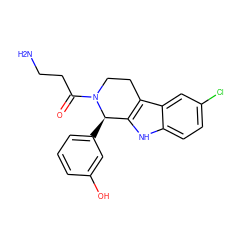 NCCC(=O)N1CCc2c([nH]c3ccc(Cl)cc23)[C@H]1c1cccc(O)c1 ZINC000045388967